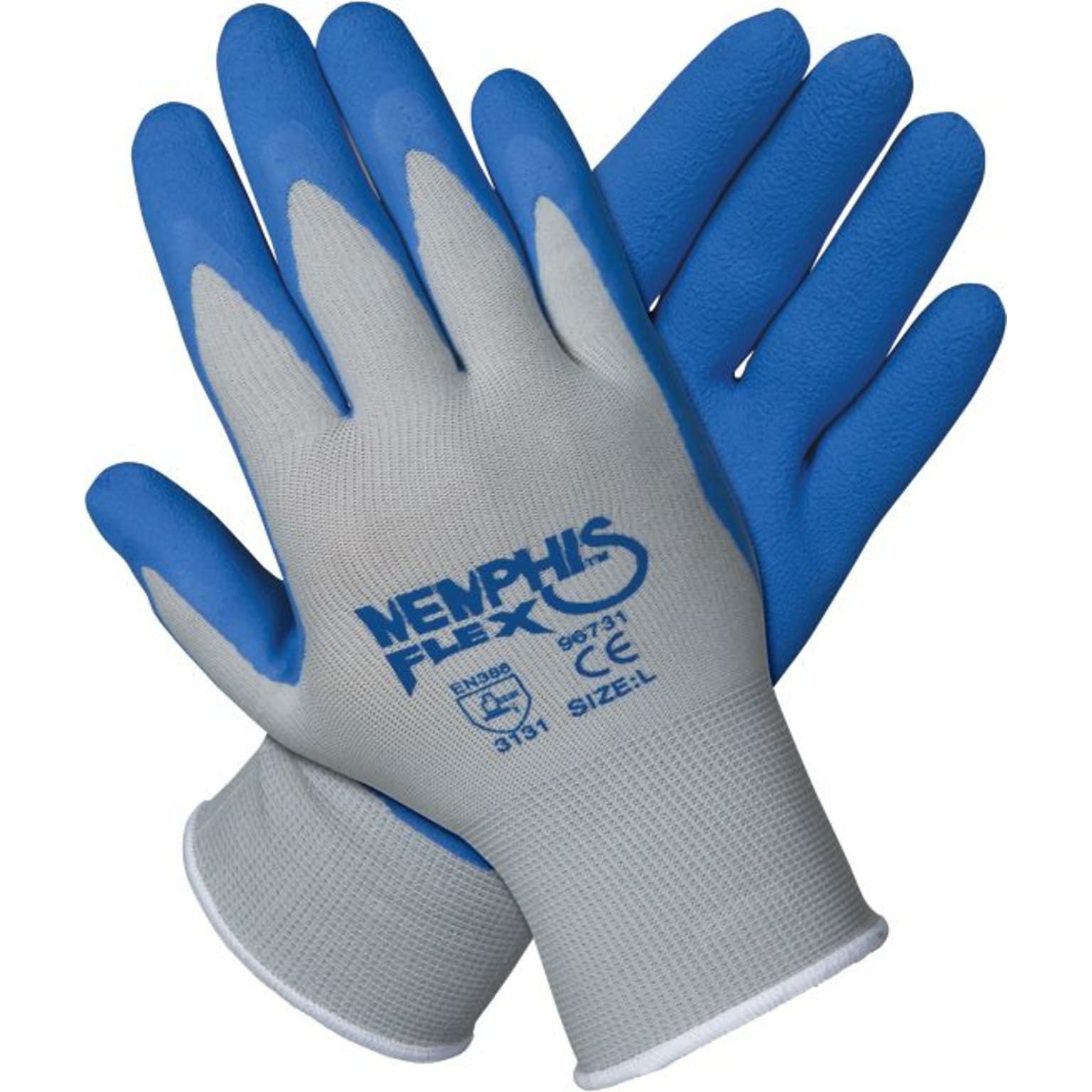 MCR Safety Memphis Flex Seamless Nylon Knit Gloves, X-Large, Blue/Gray, 12 Pair/Box (96731XL)