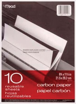 Mead® Black Carbon Mill Finish Paper, 8-1/2x11", 10 Sheets/Pack