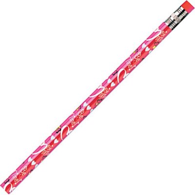 Moon Products Woodcase Pencil; HB-Soft; No. 2 Lead; Assorted Barrel; Happy Valentines Day; 12/Pack