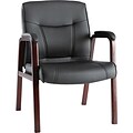 Alera® Madaris Soft-Touch Leather Guest Chair With Wood Trim Legs, Mahogany/Black