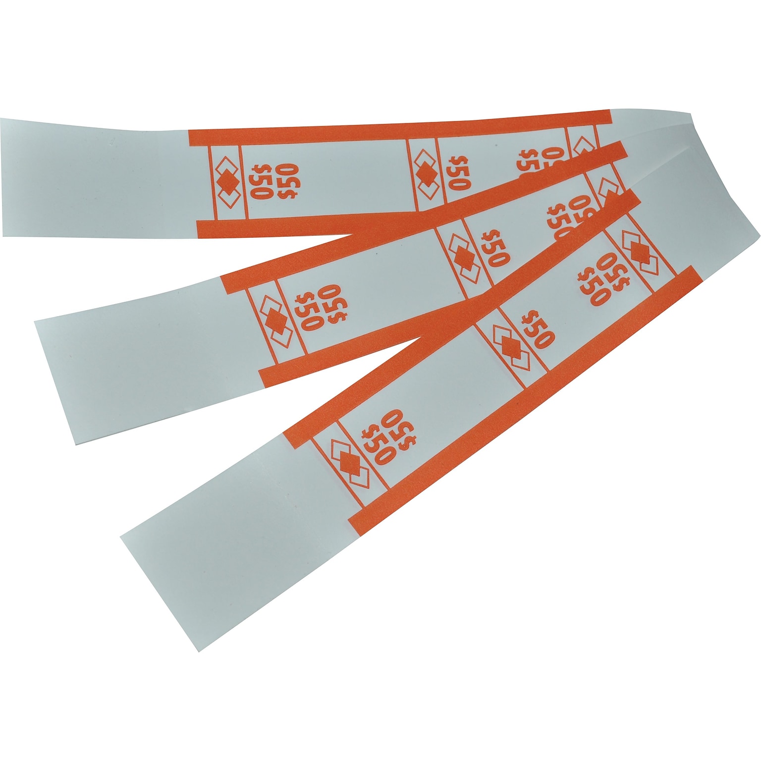 PM Company Currency Straps, White/Orange, 1000/Pk (PFM55026)