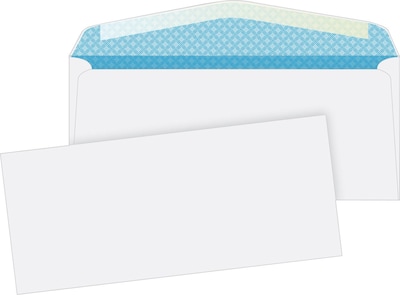 Quality Park Flap-Stik V-Flap Security Tinted #10 Business Envelope, 4 1/2 x 9 1/2, White, 500/Box