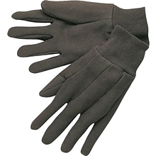 Memphis Gloves® Jersey Gloves, Cotton, Clute Pattern Knit-Wrist Cuff, L Size, Brown, 12 Pair