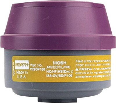 North Safety Combination Gas and Vapor Cartridge, P100, Ammonia, Chlorine Dioxide