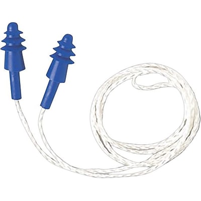 Howard Leight® AirSoft® White Nylon Cord Reusable Earplugs, Blue, 27 dB, 100/BX