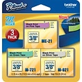 Brother P-touch M-E793 Label Maker Tape, 3/8 x 26-2/10, Black on Assorted Colors, 3/Pack (M-E793)
