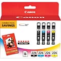 Canon 226 Black/Cyan/Magenta/Yellow Standar Yield Ink Cartridge with Photo Paper, 4/Pack (4546B007)