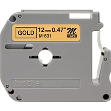 Brother P-touch M-831 Label Maker Tape, 1/2 x 26-2/10, Black on Gold (M-831)
