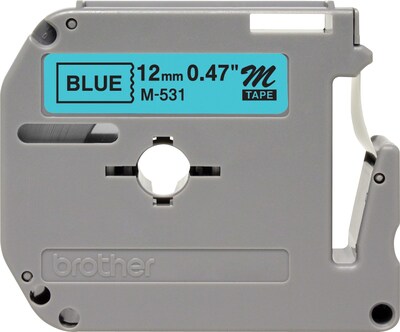 Brother P-touch M-531 Label Maker Tape, 1/2 x 26-2/10, Black on Blue (M-531)