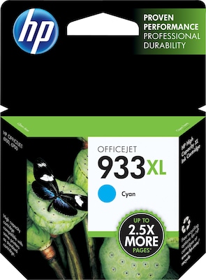 HP 933XL Cyan High Yield Ink Cartridge, Print Up to 825 Pages (CN054AN#140)
