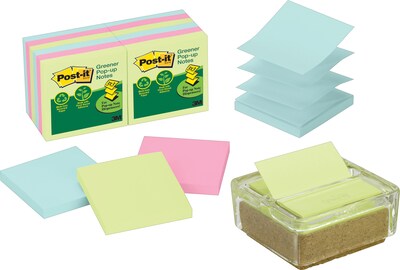 Post-it® Pop-Up Note Dispenser with Notes, 3 x 3, Glass/Cork