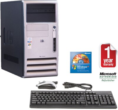 HP DC7900 Refurbished Desktop PC; Core™ 2 Duo, 3.0GHz, 4GB RAM, 1TB HD, DVD-RW, Win 10 Home Prem