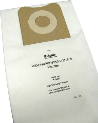 Green Klean® Replacement Vacuum Bags, Fits Ridgid 14-16 gallon High Efficiency WD 1450/1850/1950, 2/pk