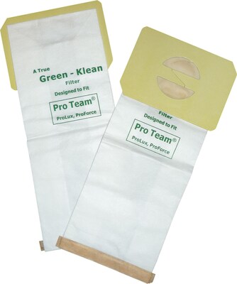 Green Klean® Replacement Vacuum Bags, For ProTeam ProLux, ProForce 1500 & 1500XP,1200XP, ProCare 15 & 15XP vacs, 10/pk