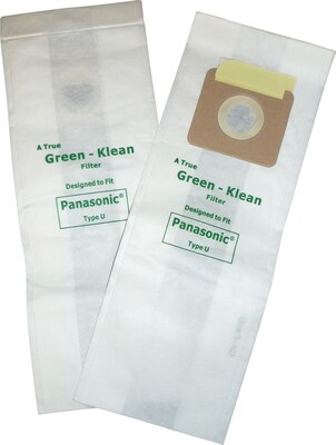 Green Klean® Replacement Vacuum Bags Fit Panasonic® upright, Type U, U3, U6, Koblenz U800-U900, Mastercraft QC1415, 10/pk