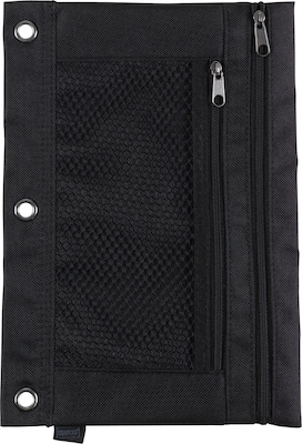 Black Pencil Pouch Pen Pencil 2 Pockets Marker Organizer Zipper Close  School Bag