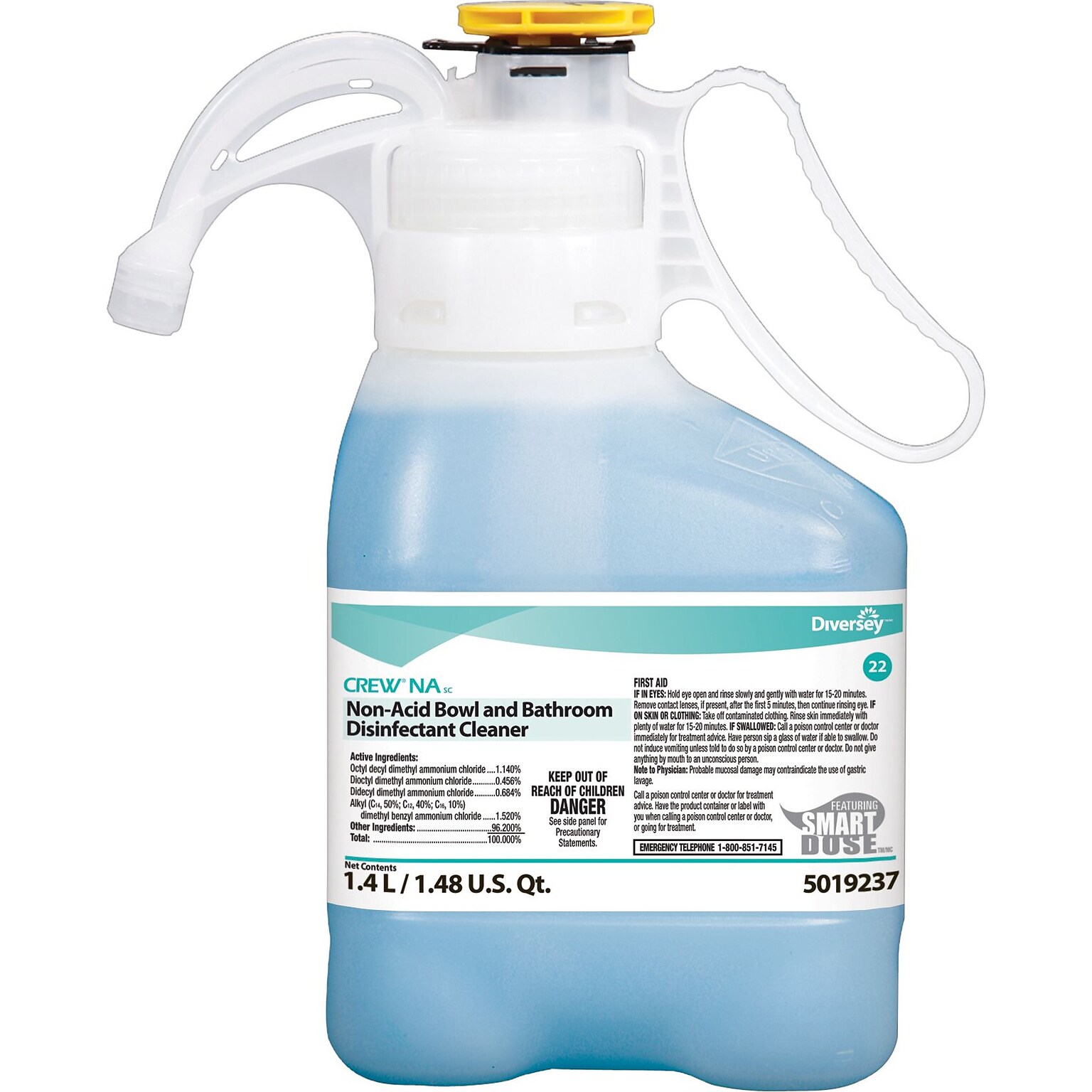 Crew NA SC Non-Acid Bowl & Bathroom Restroom Cleaner for Diversey SmartDose, Floral Scent, 47.3oz.