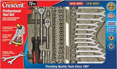 Cooper Hand Tools Crescent® 70 Pieces Socket and Tool Set With Hard Case and Wrap