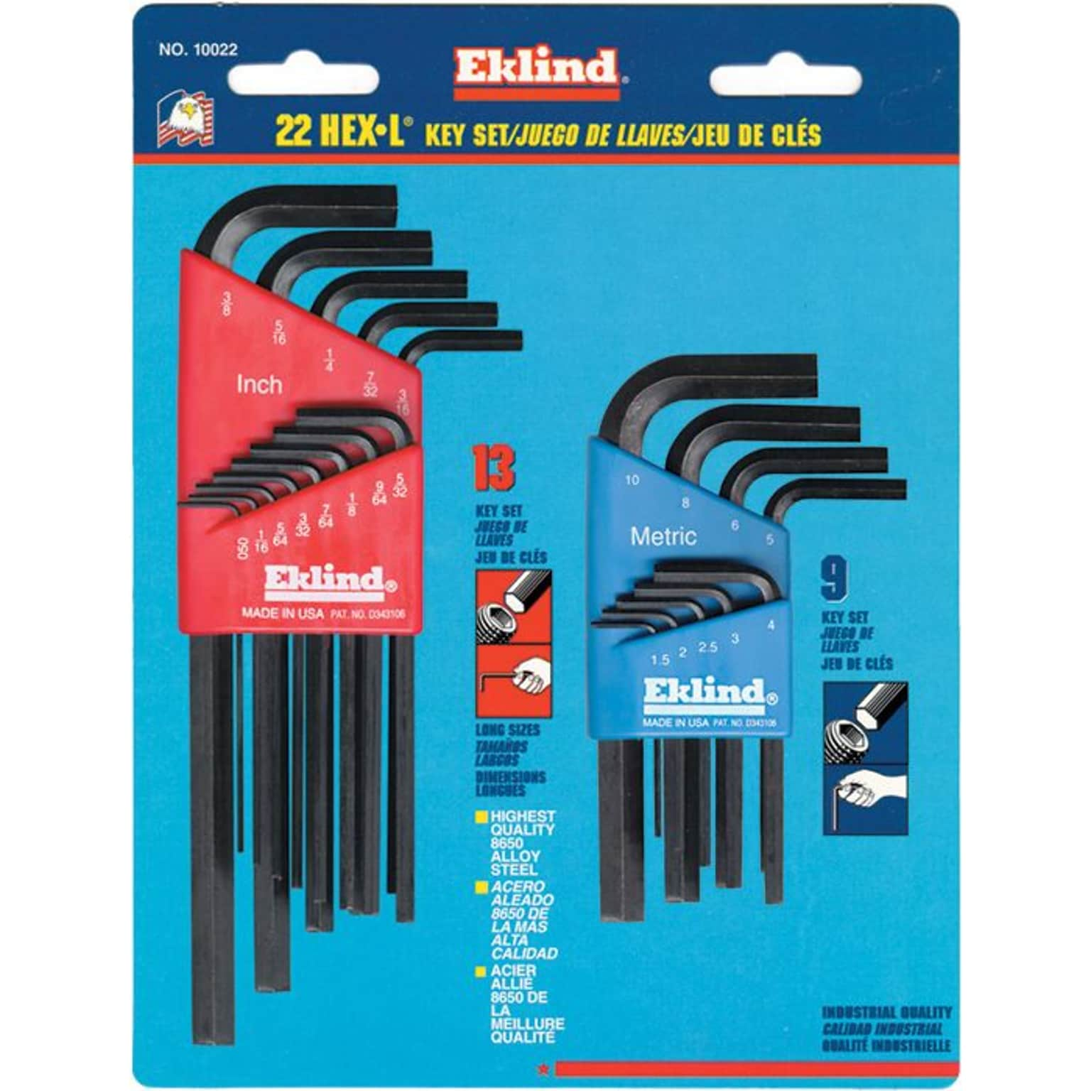 Eklind® Hex-L® Key Sets, Short & Long L-Wrench, 22pc.