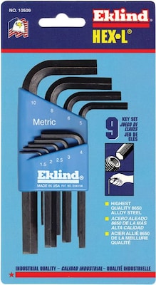 Eklind® Hex-L® Key Sets, Long Arm Metric L-Wrench, 9 piece