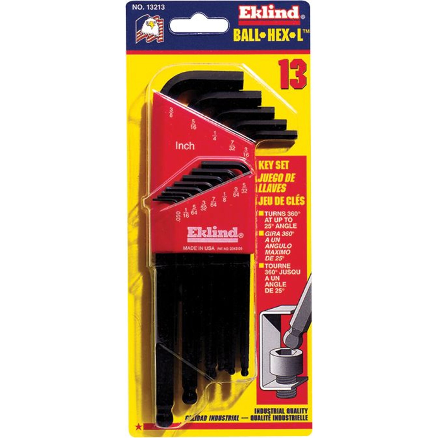 Eklind® Ball-Hex-L™ Key Sets, Wrench, Long Series, 13 piece