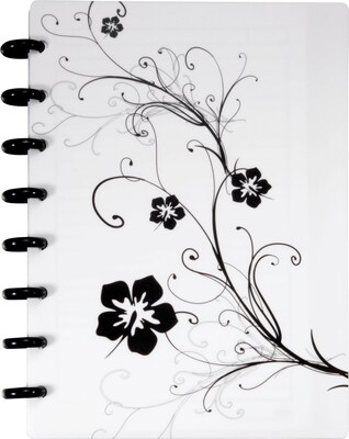 Arc Customizable Hibiscus Design Notebook System, White & Black, 6-3/8 x 8-3/4, 1 per Pack