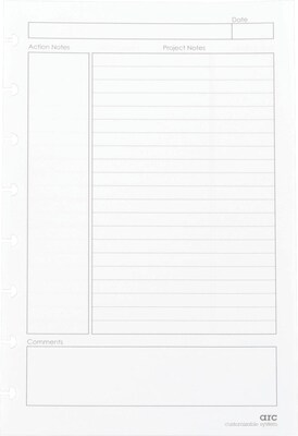 Staples® Arc Notebook System Project Planner Refill Paper, 5.5 x 8.5, 50 Sheets, College Ruled, White (20022)