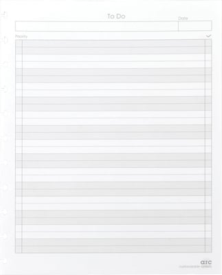 Staples® Arc Notebook System To-Do Refill Paper, 8.5 x 11, 50 Sheets, Cornell Ruled,White (19995)