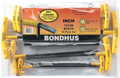 Bondhus® 10 Pieces Ball End Graduated Length Hex Key Set, 3/32-3/8 Inches