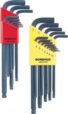 Bondhus® 22 Pieces Ball End Combination Hex Key Set, 0.05-3/8 Inches, 1.5-10 mm
