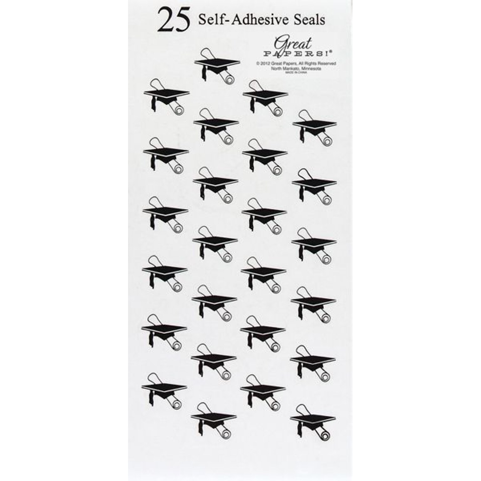 Great Papers! Black Grad Hat Foil Seals, 50/Pack (903355PK2)