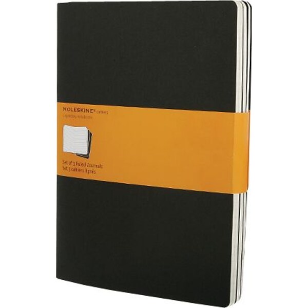 Moleskine Cahier Journal, Soft Cover, XL (7.5 x 9.5) Plain/Blank, Black,  120 Pages (Set of 3)