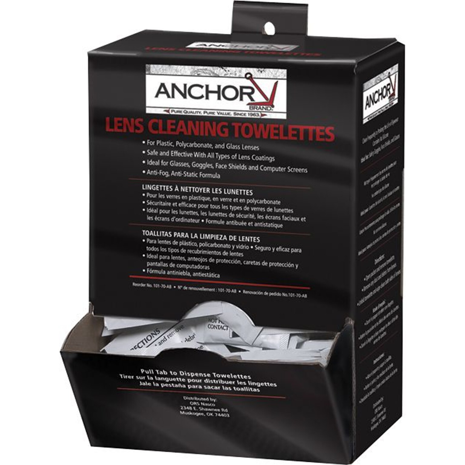 Anchor Brand Lens Cleaning Towelettes, Dispenser, 8 X 5, 100/Box