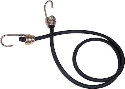 Keeper Heavy-Duty Bungee Cords, Dichromate Hooks, 24, Black, 10/Pack (130-06180)