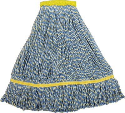 ODell® Microfiber String Mop Head, 1 1/2 Headband, 14 oz., Blue/Yellow (MFSM14NB)