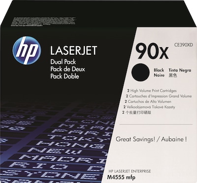 HP 90X Black High Yield Toner Cartridge, 2/Pack  (CE390XD)