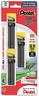Pentel Super Hi-Polymer Lead Refill, 0.9mm, 30/Leads, 3/Pack (C29BPHB3)