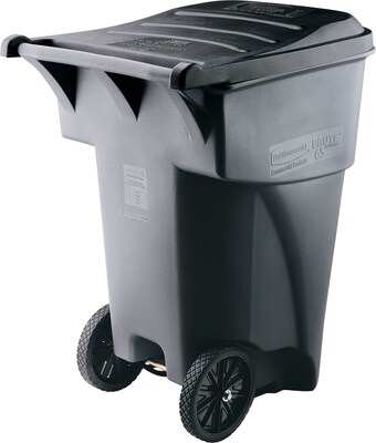 Rubbermaid Brute Plastic Rollout Trash Can Container, Gray, 95 Gallon (FG9W2200GRAY)