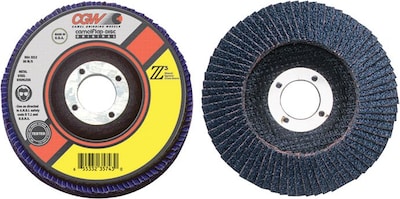CGW Abrasives® Flap Discs, Z3 -100% Zirconia, Regular, 40 Grit, 4 Diameter