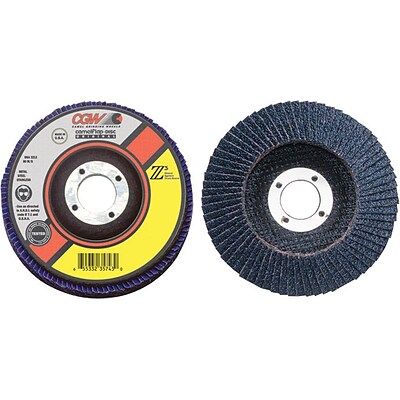 CGW Abrasives® Flap Discs, Z3 -100% Zirconia, Regular, 40 Grit, 4 Diameter
