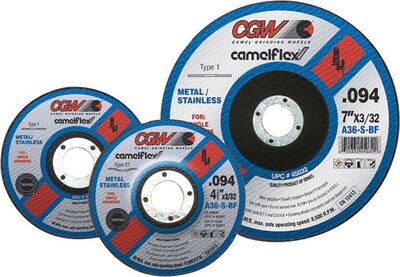 CGW® 4 1/2 in (OD) x 3/32 in (T) 27 Thin White AO Cut-Off Wheel, 36 (Medium), 7/8 in Arbor