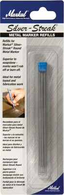 Markal Silver-Streak Fineline Metal Marker Refills, Silver, 6/Pack (434-96007)