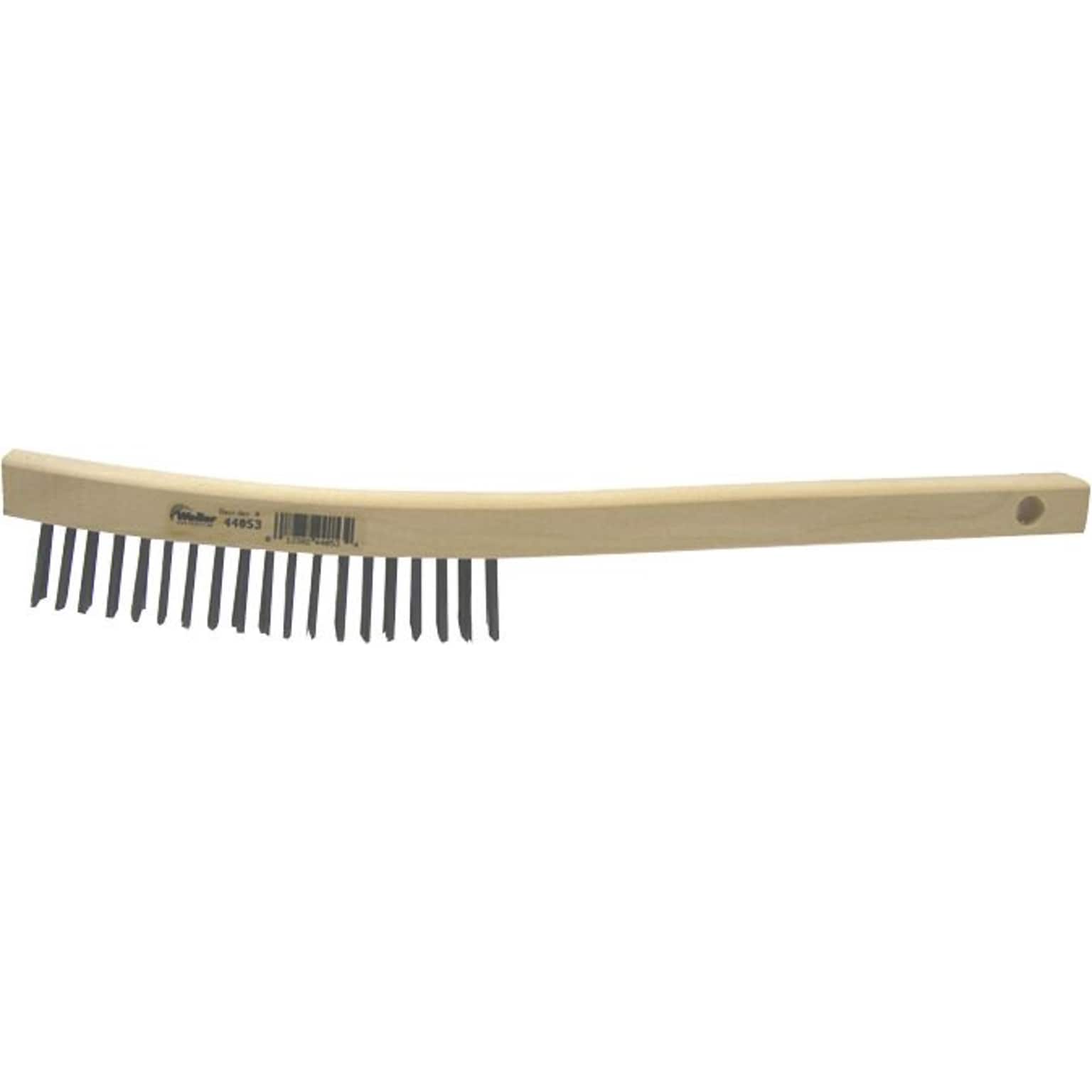 Weiler® Curved Handle Scratch Brushes, 14 Block, Steel Bristles