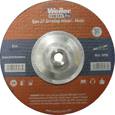 Weiler® Vortec Pro® Type 27 Grinding Wheels, 7 in, 8500 rpm