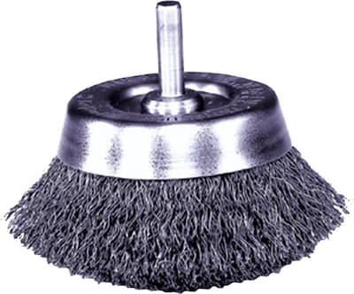 Weiler® Stem-Mounted Crimped Wire Cup Brushes, 2 3/4 in, Steel