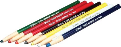 Markal® Crayon Tip Paper-Wrapped China Markers, Red, Dozen