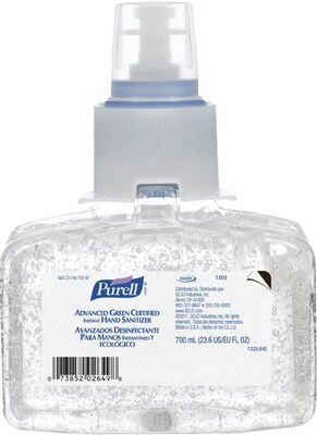 Purell Advanced Green Certified Gel Hand Sanitizer Refill for LTX-7 Dispensr, 700 mL, 3/CT (1303-03)