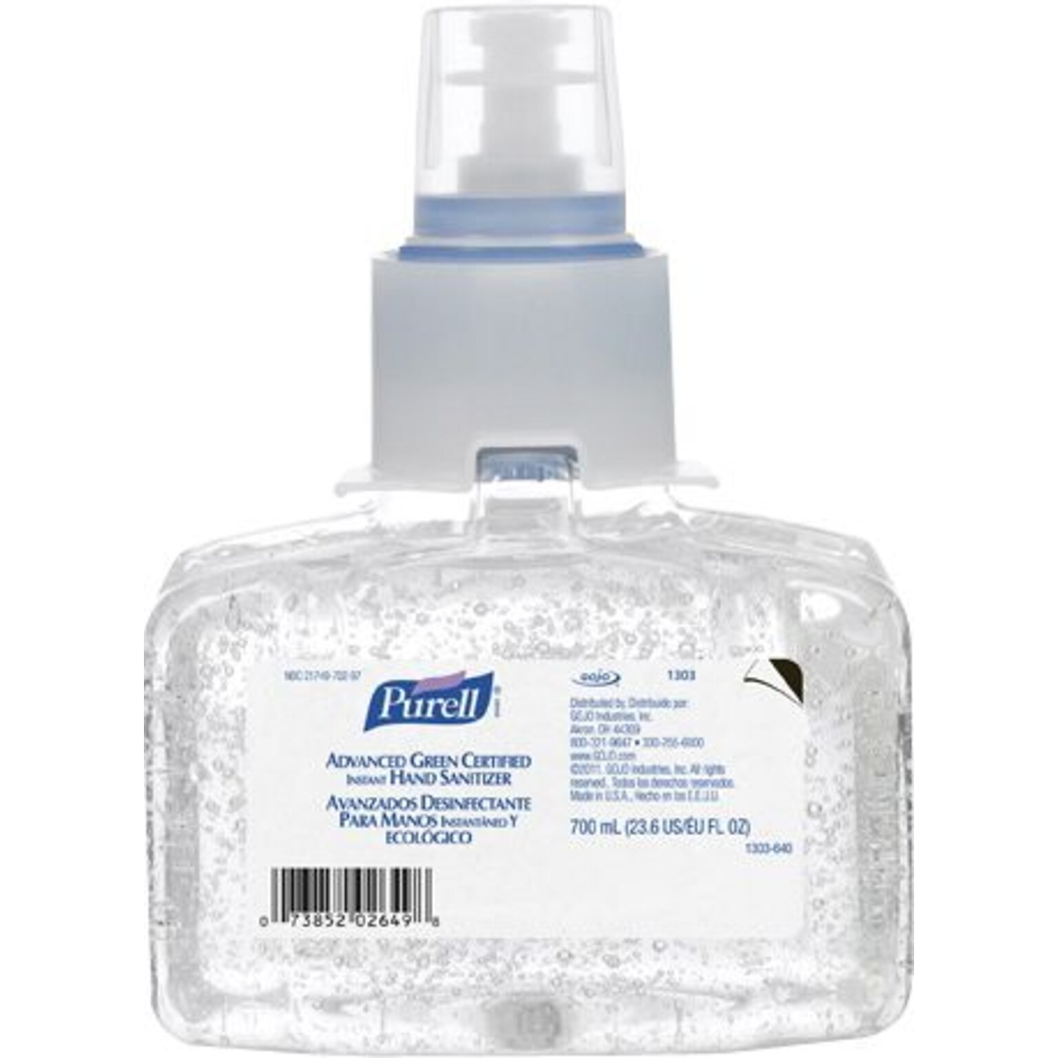 Purell Advanced Green Certified Gel Hand Sanitizer Refill for LTX-7 Dispensr, 700 mL, 3/CT (1303-03)