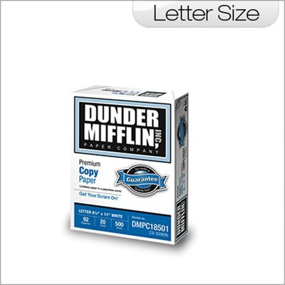 Dunder Mifflin Copy Paper, 8-1/2 x 11, 92 Bright, 20 LB, 8 Reams of 500 Sheets