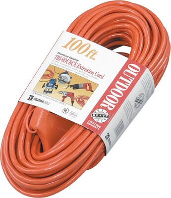 CCI Tri-Source Vinyl Multiple Outlet Cord, Orange, 50